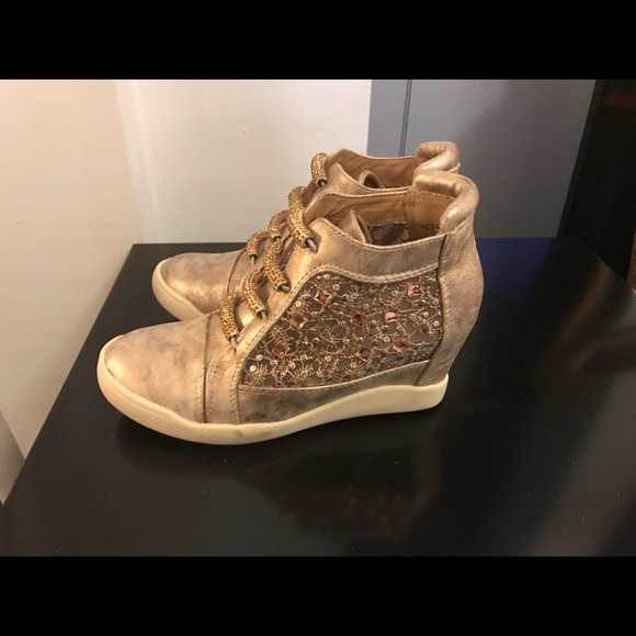 rhinestone wedge sneakers